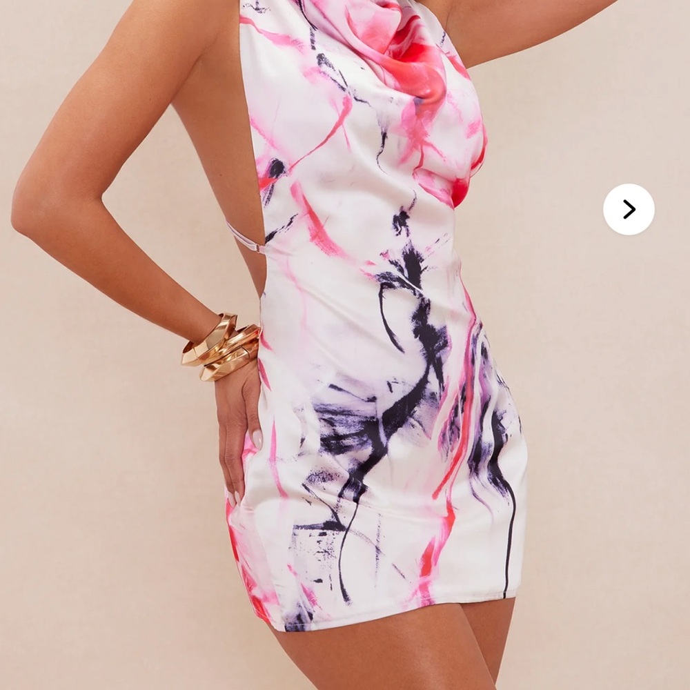 Fashion Nova Pink and Black Abstract Maxi Dress